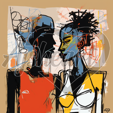 Load image into Gallery viewer, Harmony in Hue 1: Basquiat-inspired Love Stories 12x12 Canvas
