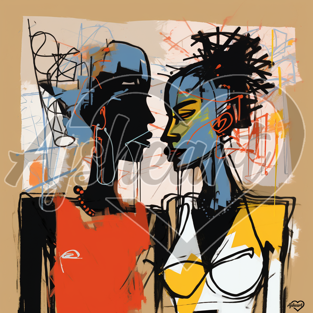 Harmony in Hue 1: Basquiat-inspired Love Stories 12x12 Canvas