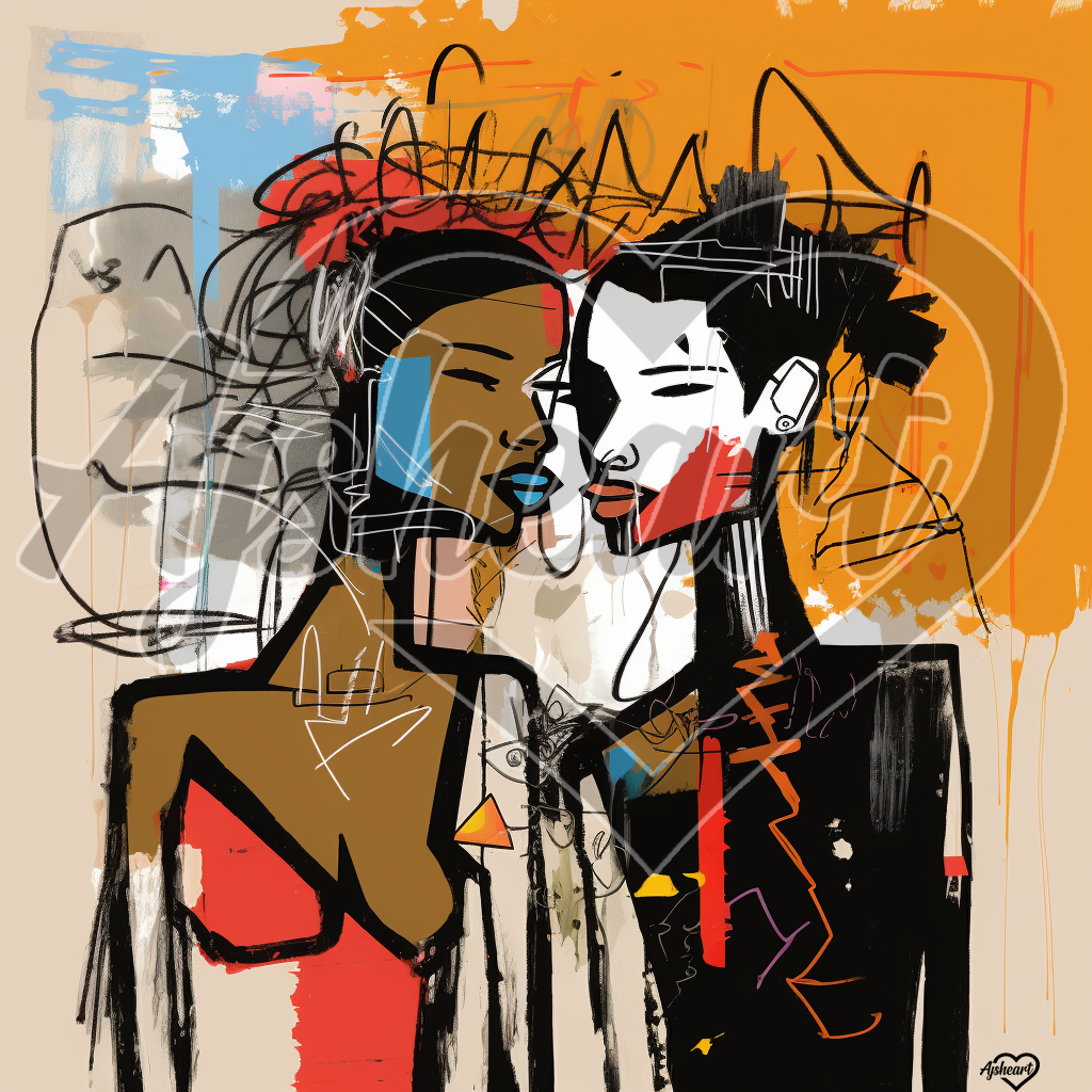 Harmony in Hue 2: Basquiat-inspired Love Stories 12x12 Canvas