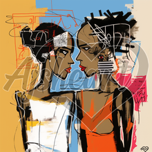 Load image into Gallery viewer, Harmony in Hue 4: Basquiat-inspired Love Stories 12x12 Canvas
