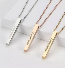 Ladda upp bild till gallerivisning, StudsRin™ Personalized 3D Bar Charm Necklace
